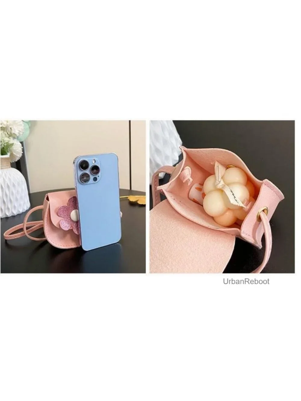 Mini Crossbody Bag Floral PU Leather Saddle Purse for Girls